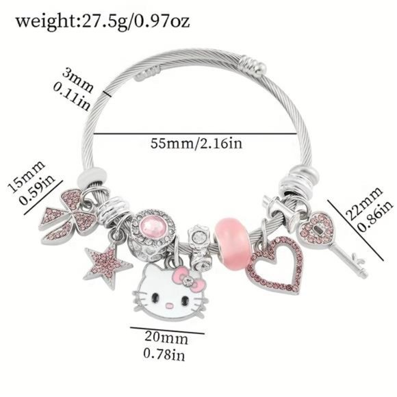 Hello Kitty Bracelets: Adorable Cartoon Bangles for Girls - Perfect Sweet Gifts - Picture 2 of 6